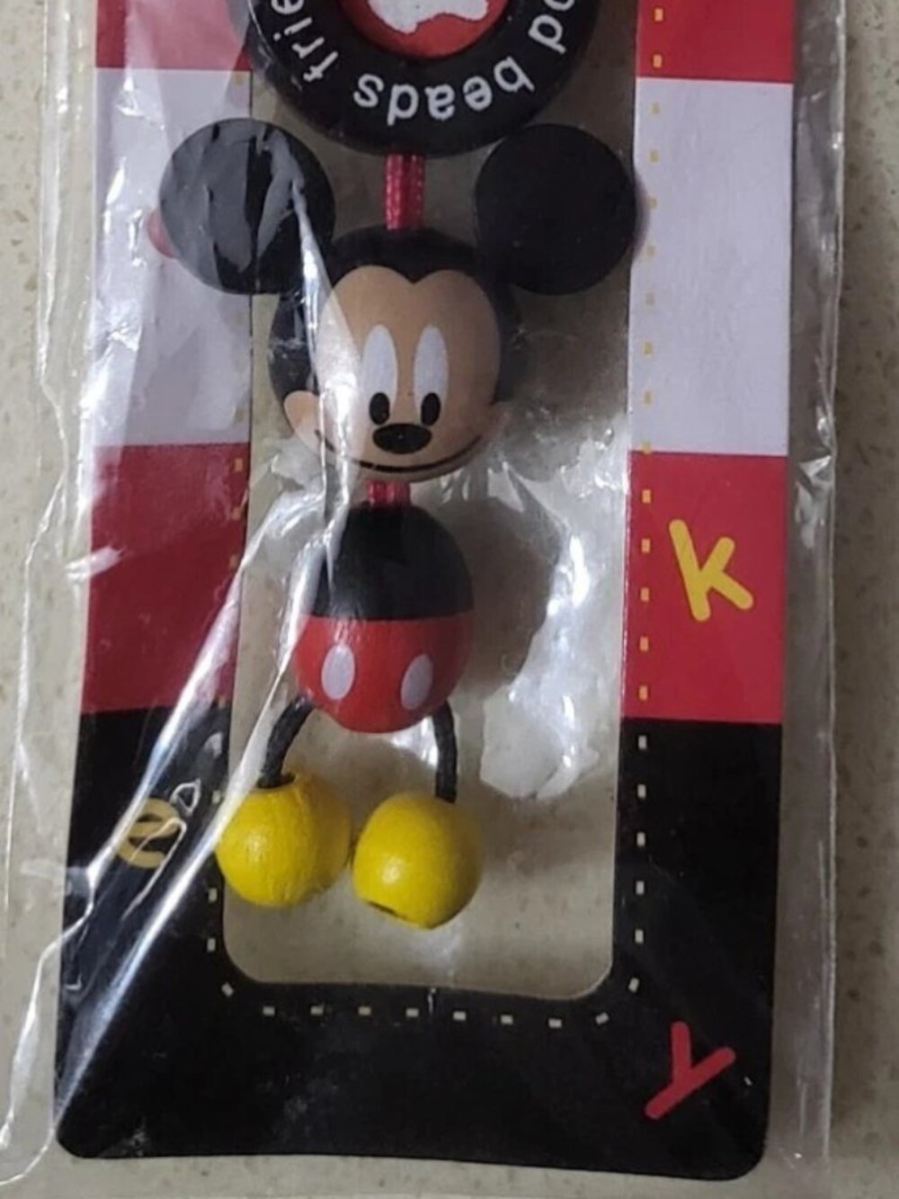 Disney Japan Mickey Mouse wood Cell phone strap keychain RARE